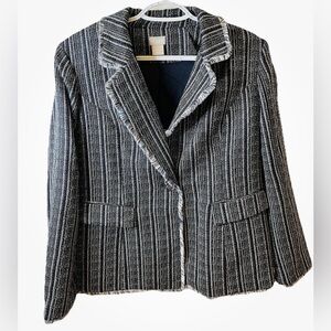 Chico’s Black & White Striped Blazer Jacket Women’s Size 1